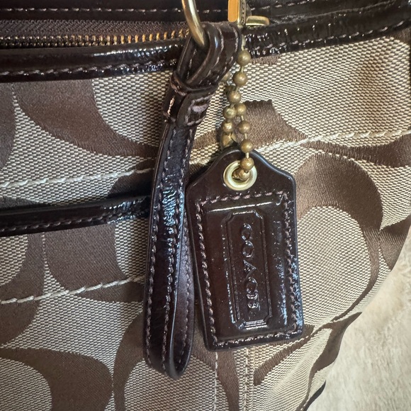 Coach Signature Khaki Brown Canvas Small Shoulder Bag - Picture 7 of 12